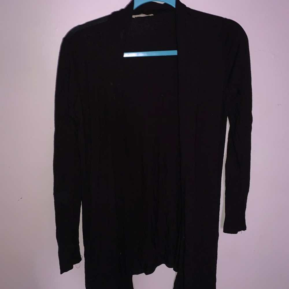 Black high low open cardigan